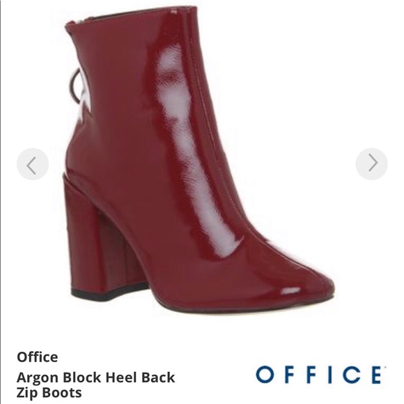 Red O-ring Patent Leather Block Heel Boots - Picture 6 of 10